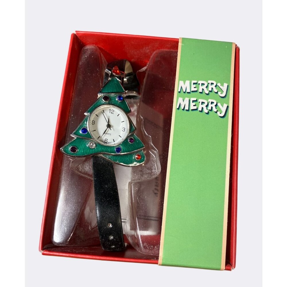 Christmas Tree Quartz Watch Black Strap Untested